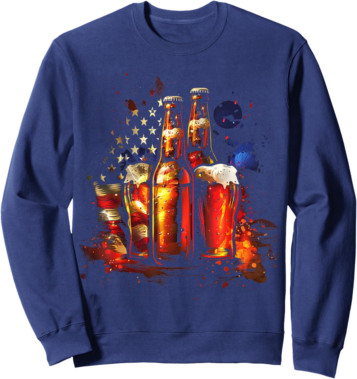 American Flag Beer Sweatshirt - Sweatshirt | Navy