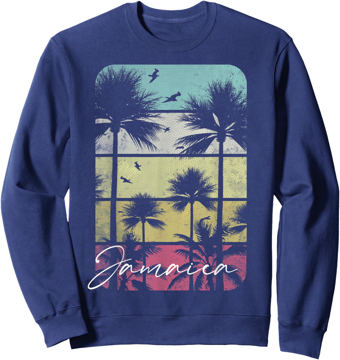 Jamaica Retro Vintage Beach Surf Surfing Cruise Sunset Women Kids Sweatshirt - Sweatshirt | Navy