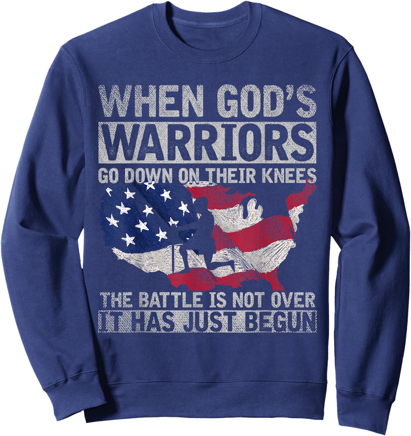 Patriotic Christian Devotee God Christianity US Flag Jesus Sweatshirt - Sweatshirt | Navy