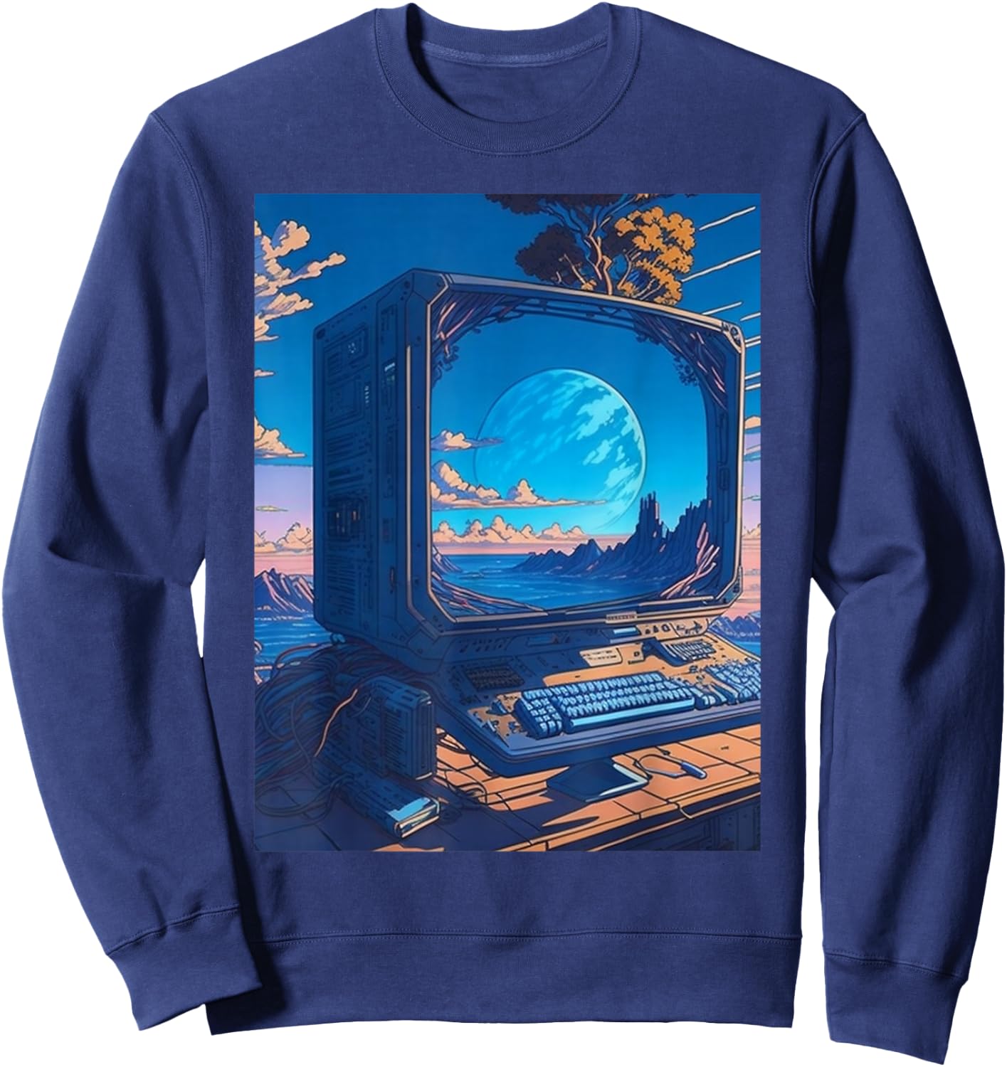 Weirdcore Dreamcore Oddcore Retro Futurism Science Fiction Sweatshirt - Sweatshirt | Navy