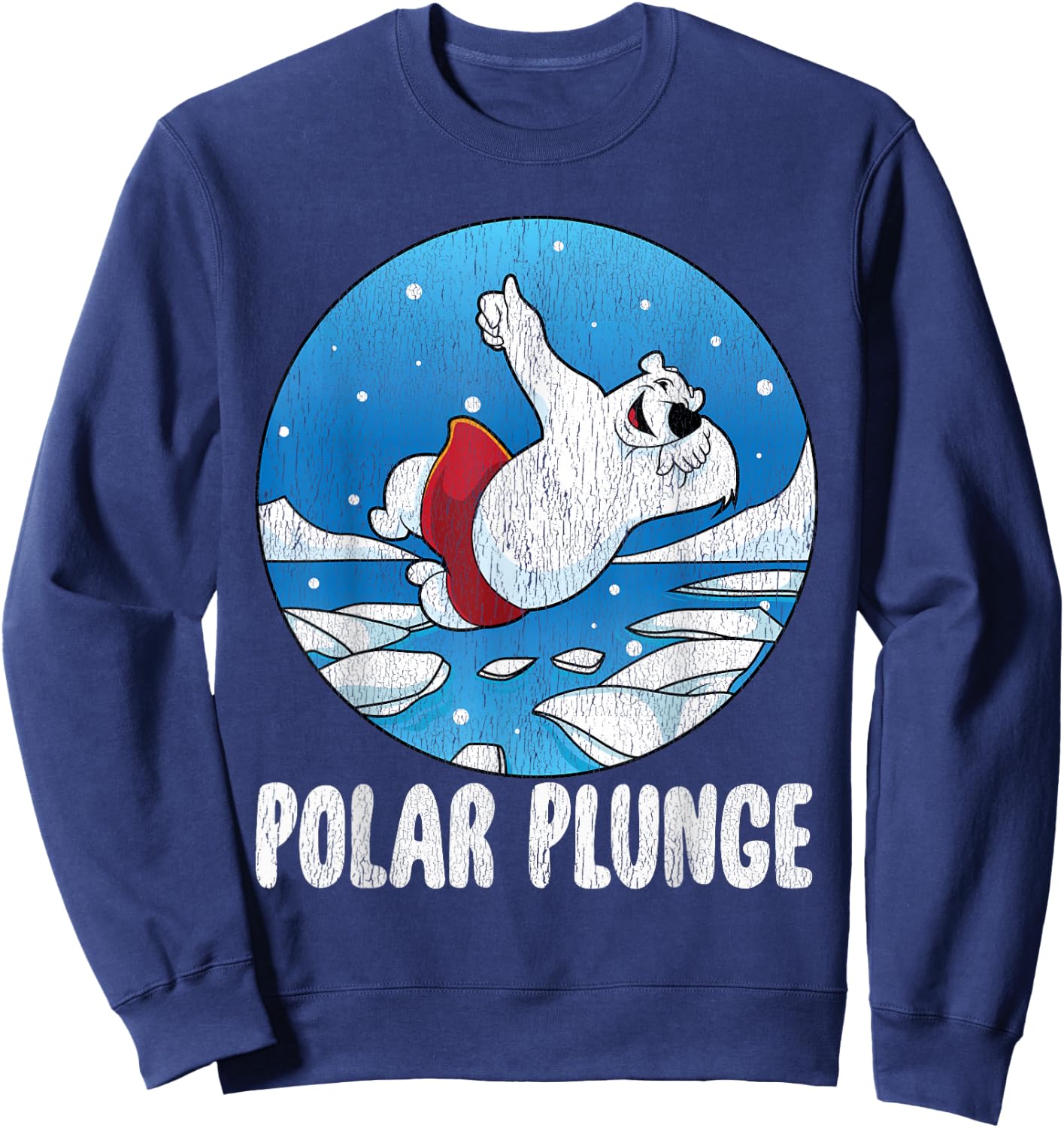 Polar Plunge Ice Jump Funny Polar Bear Winter Swimming Sweatshirt - Sweatshirt | Navy