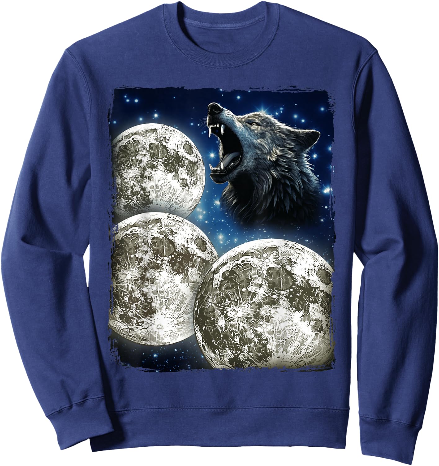 Three Moons Howling At Wolf Sweatshirt - Sweatshirt | Navy