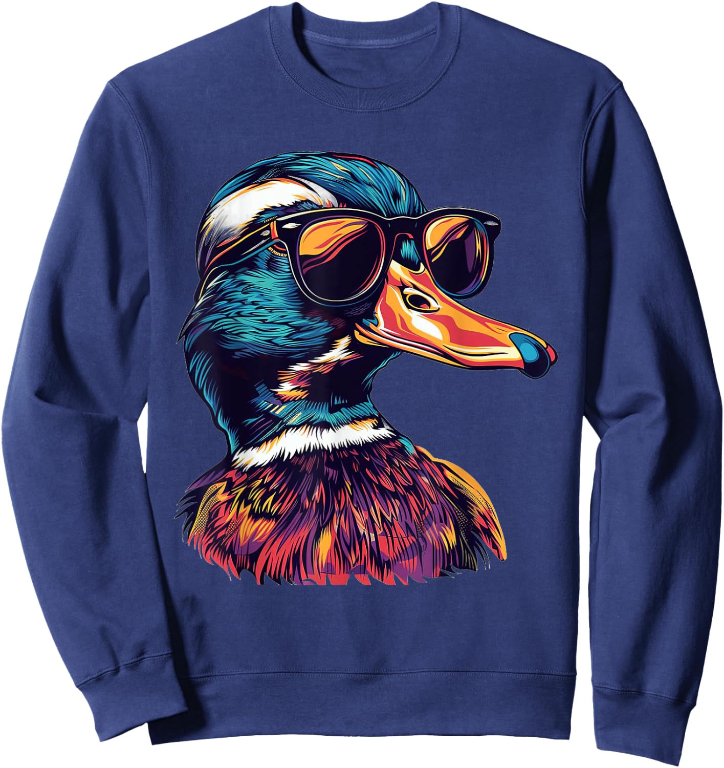 Wood Duck With Sunglasses Sweatshirt - Sweatshirt | Navy