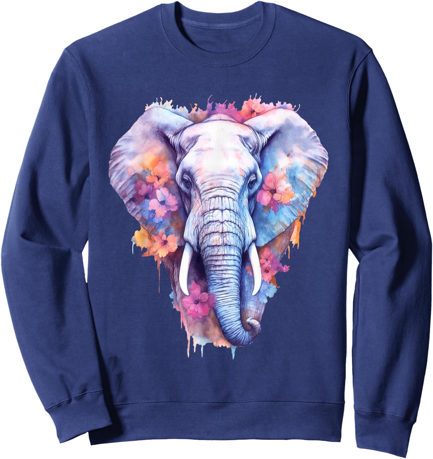 Elephant Watercolor Artwork Elephant Art Lover Men Sweatshirt - Sweatshirt | Navy