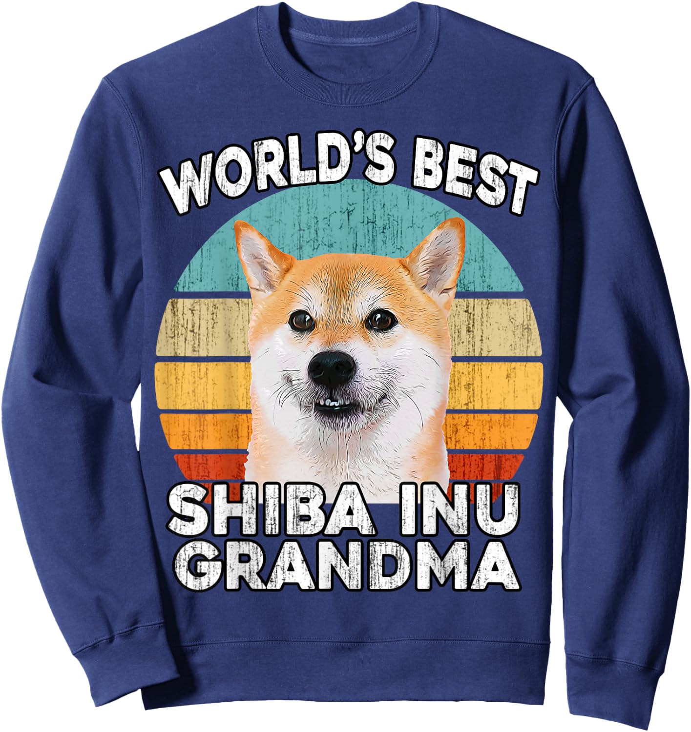 Shiba Inu Grandma Funny Worlds Best Shiba Grandma Dog Retro Sweatshirt - Sweatshirt | Navy