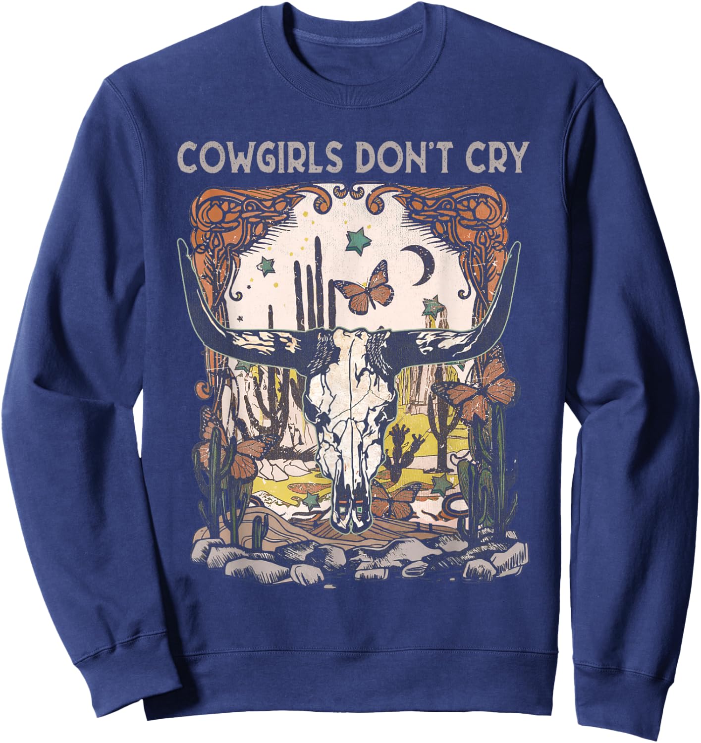 Classic Rodeo Funny Music Do not Cry with Western Cowgirl Sweatshirt - Sweatshirt | Navy