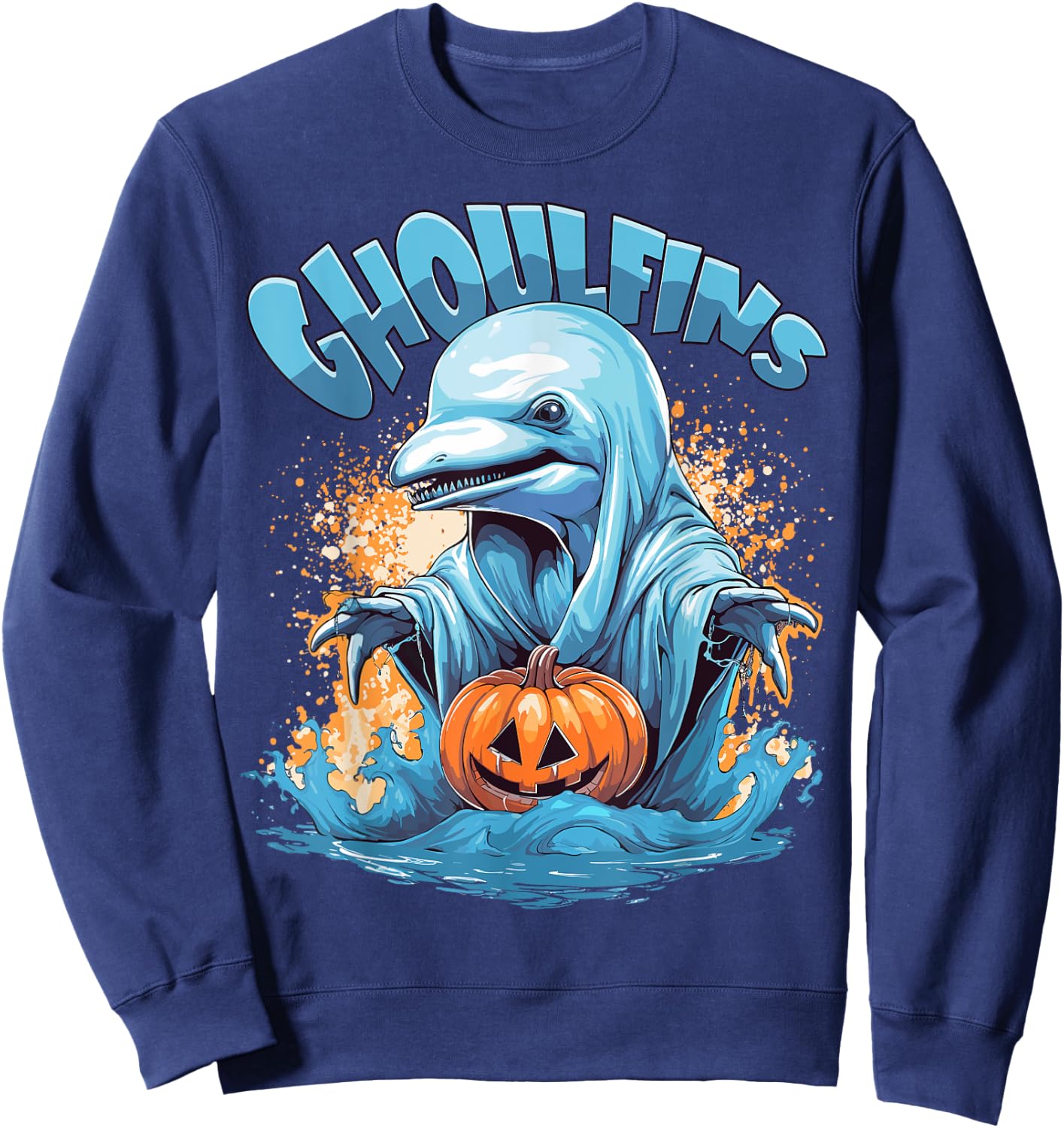Ghoulfins - Dolphin Halloween Costume For Adult Men Women Sweatshirt - Sweatshirt | Navy