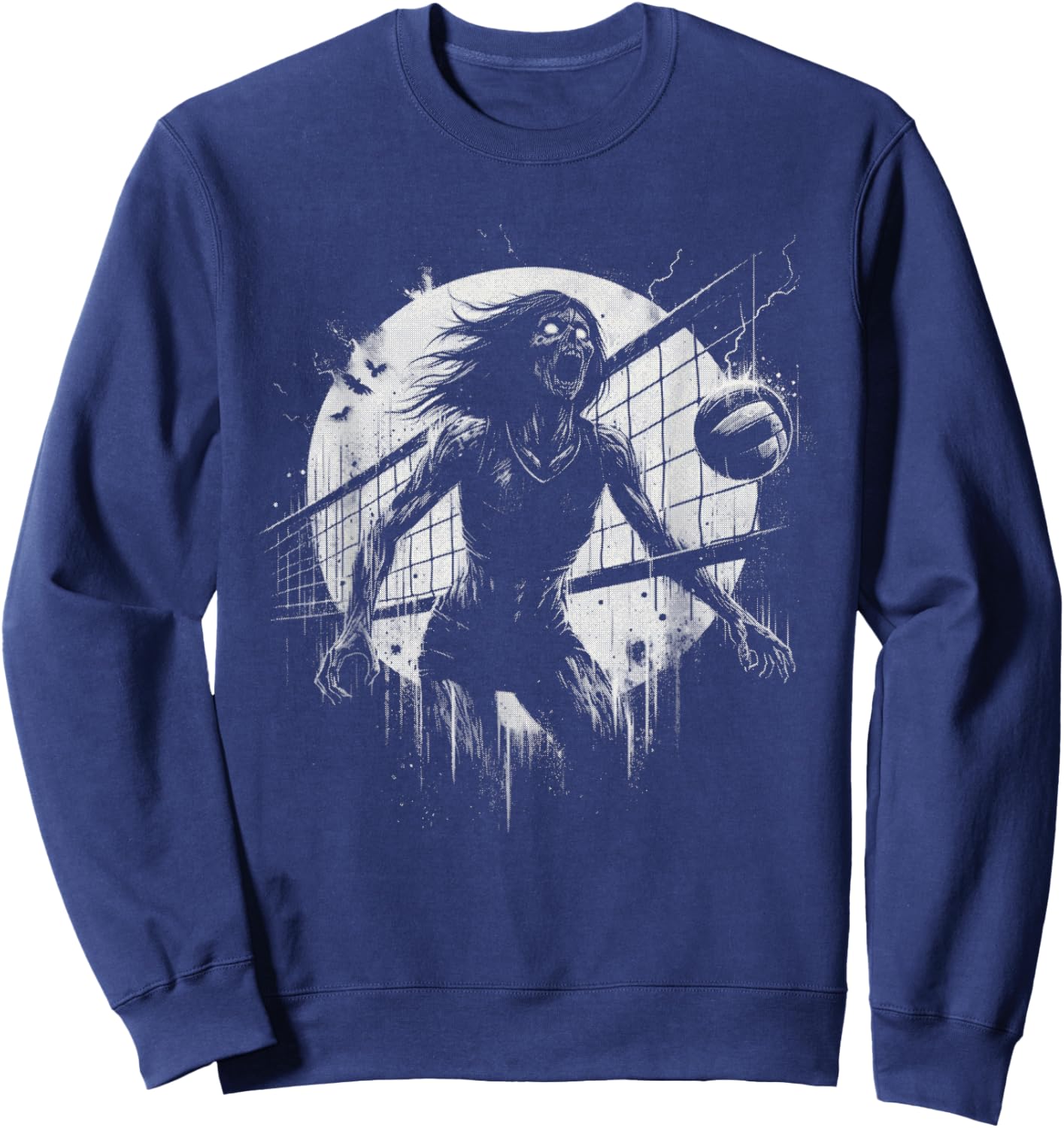 Female Zombie Volleyball - Creepy Volleyball Halloween Lover Sweatshirt - Sweatshirt | Navy