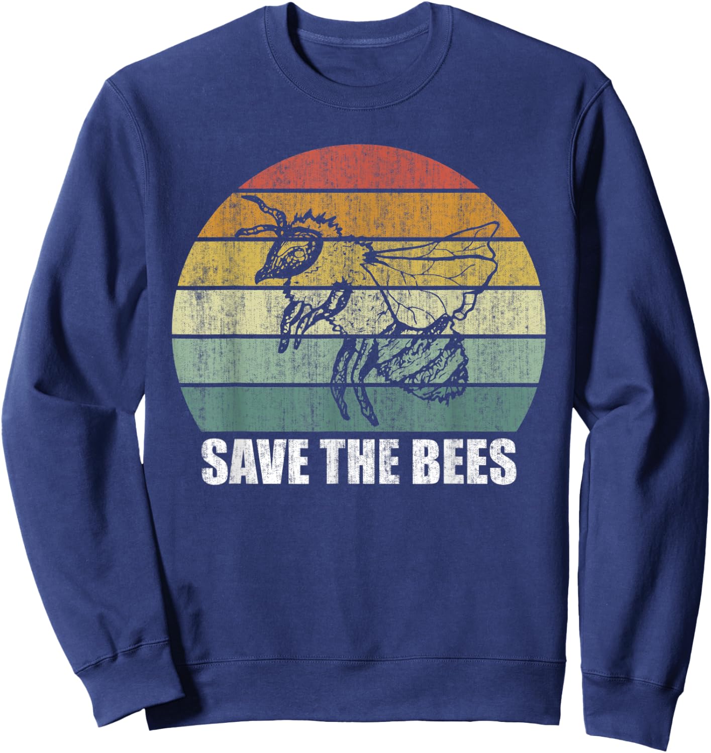 Retro Save The Bees Shirt Funny Bee Lover Gifts Bee Kind Sweatshirt - Sweatshirt | Navy