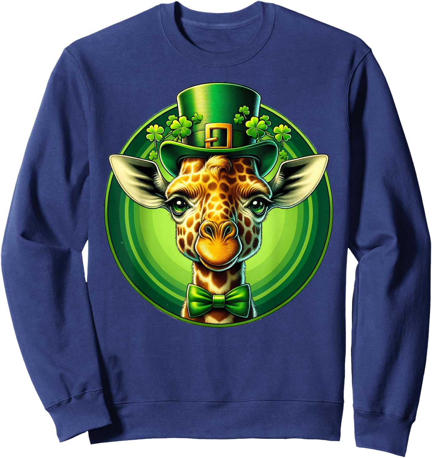 Funny Leprechaun Giraffe St Patricks Day Kids Men Women Sweatshirt - Sweatshirt | Navy