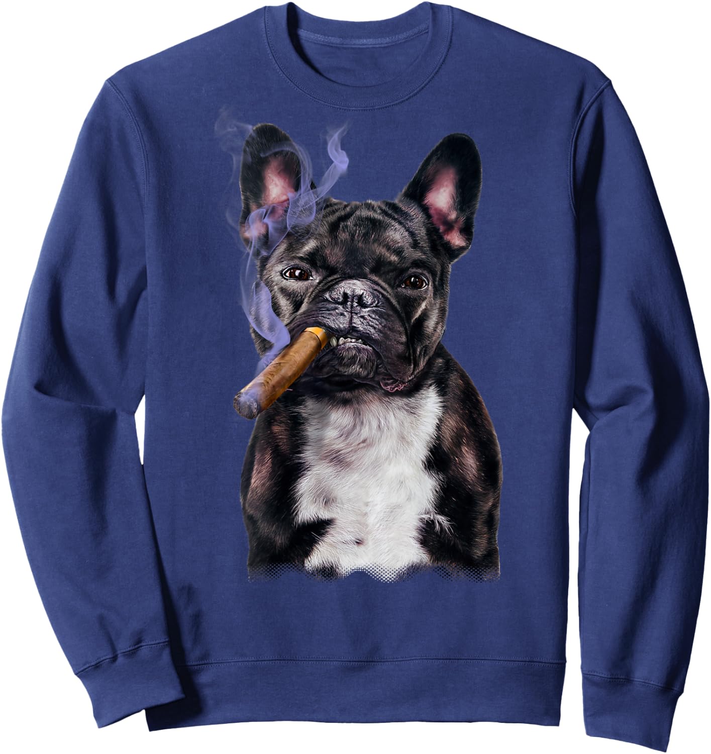 French Bull Dog with Cigar Women Sweatshirt - Sweatshirt | Navy