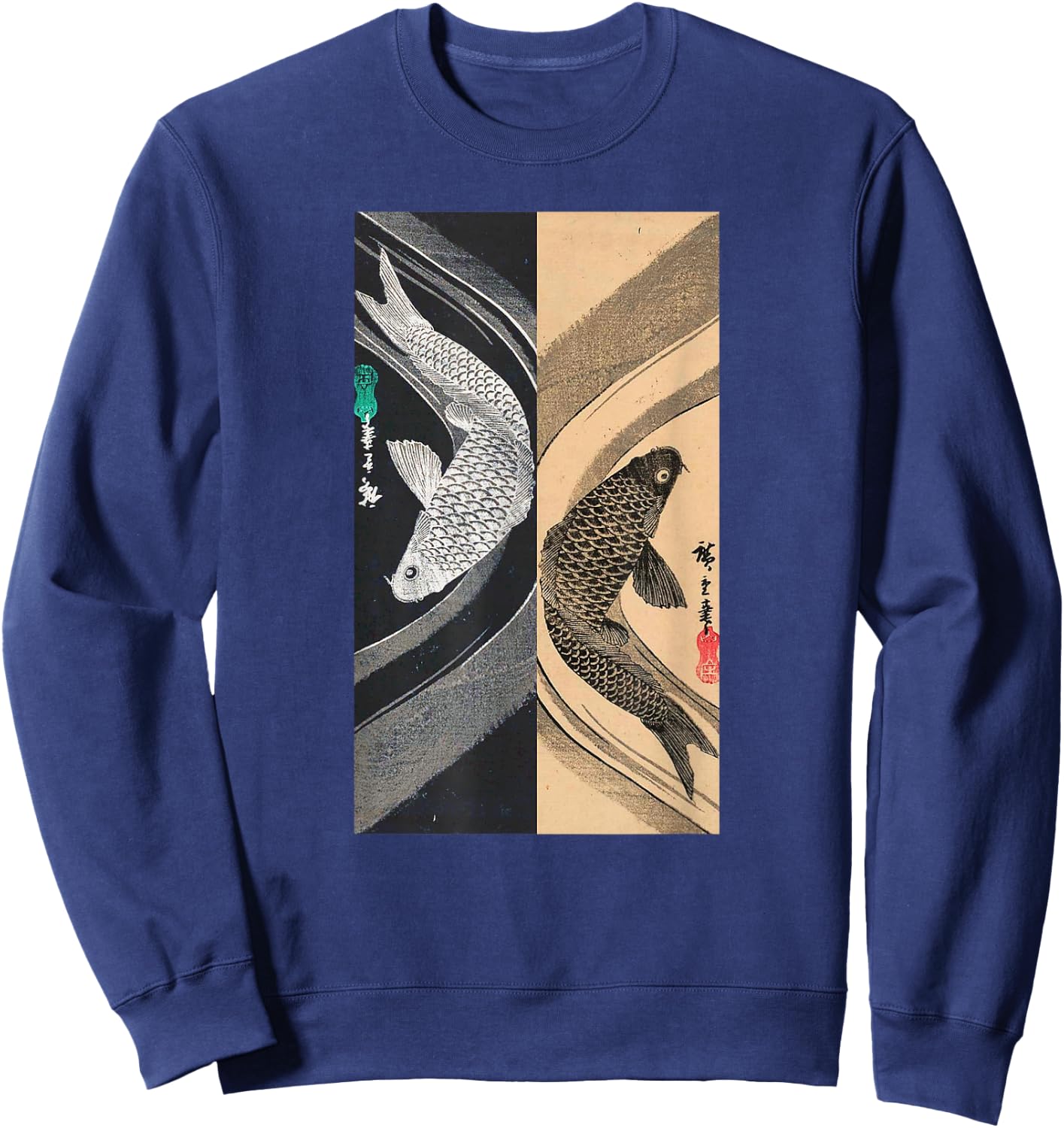 Japanese Art Fish Graphic Design 3 Sweatshirt - Sweatshirt | Navy