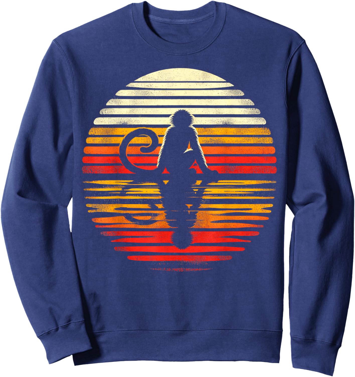 Spider Monkey Sunset Retro Style Safari Vintage 70s Sweatshirt - Sweatshirt | Navy