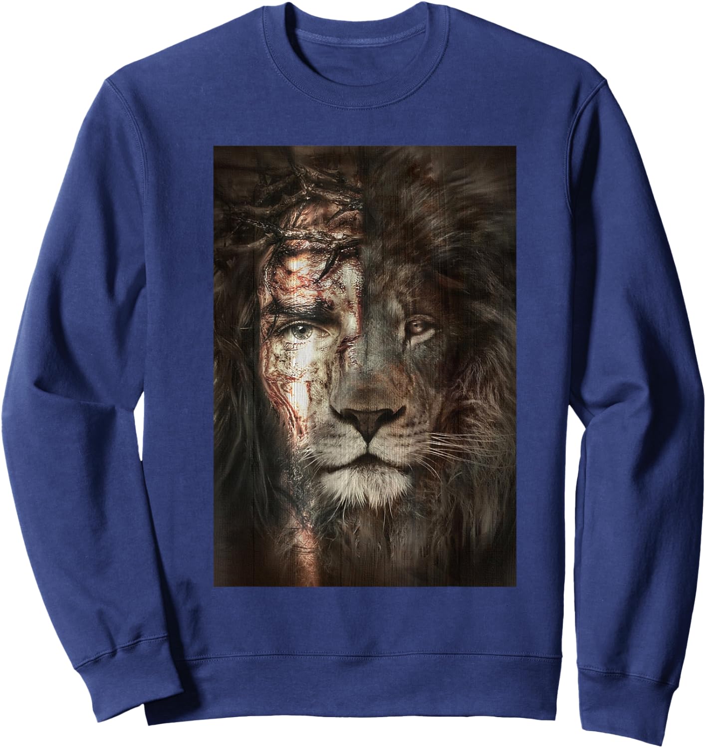 Jesus and lion Christian Gifts Sweatshirt - Sweatshirt | Navy