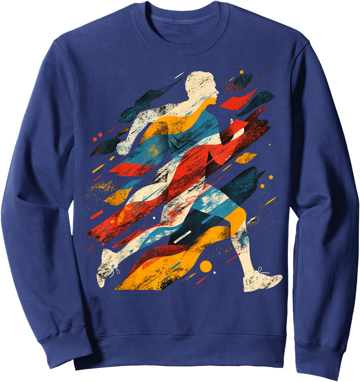 Artsy Cross country runner on Abstract Art Running Sweatshirt - Sweatshirt | Navy