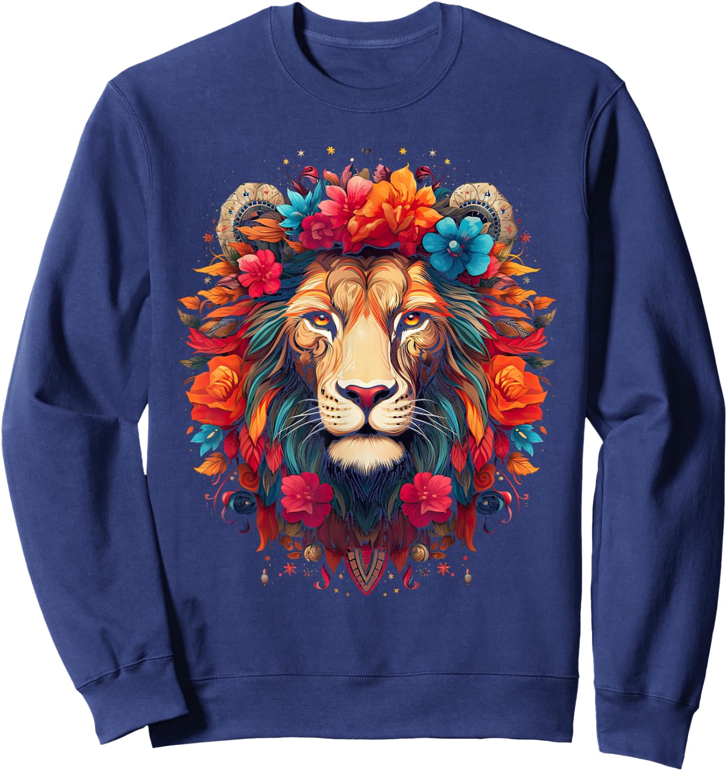Lion colorful lions From Africa Day of the Dead Sweatshirt - Sweatshirt | Navy