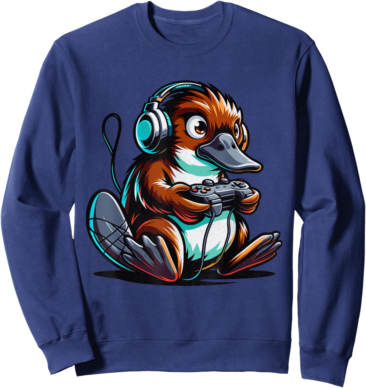 Platypus Shirt Kids Funny Platypus and Video Games Lover Sweatshirt - Sweatshirt | Navy