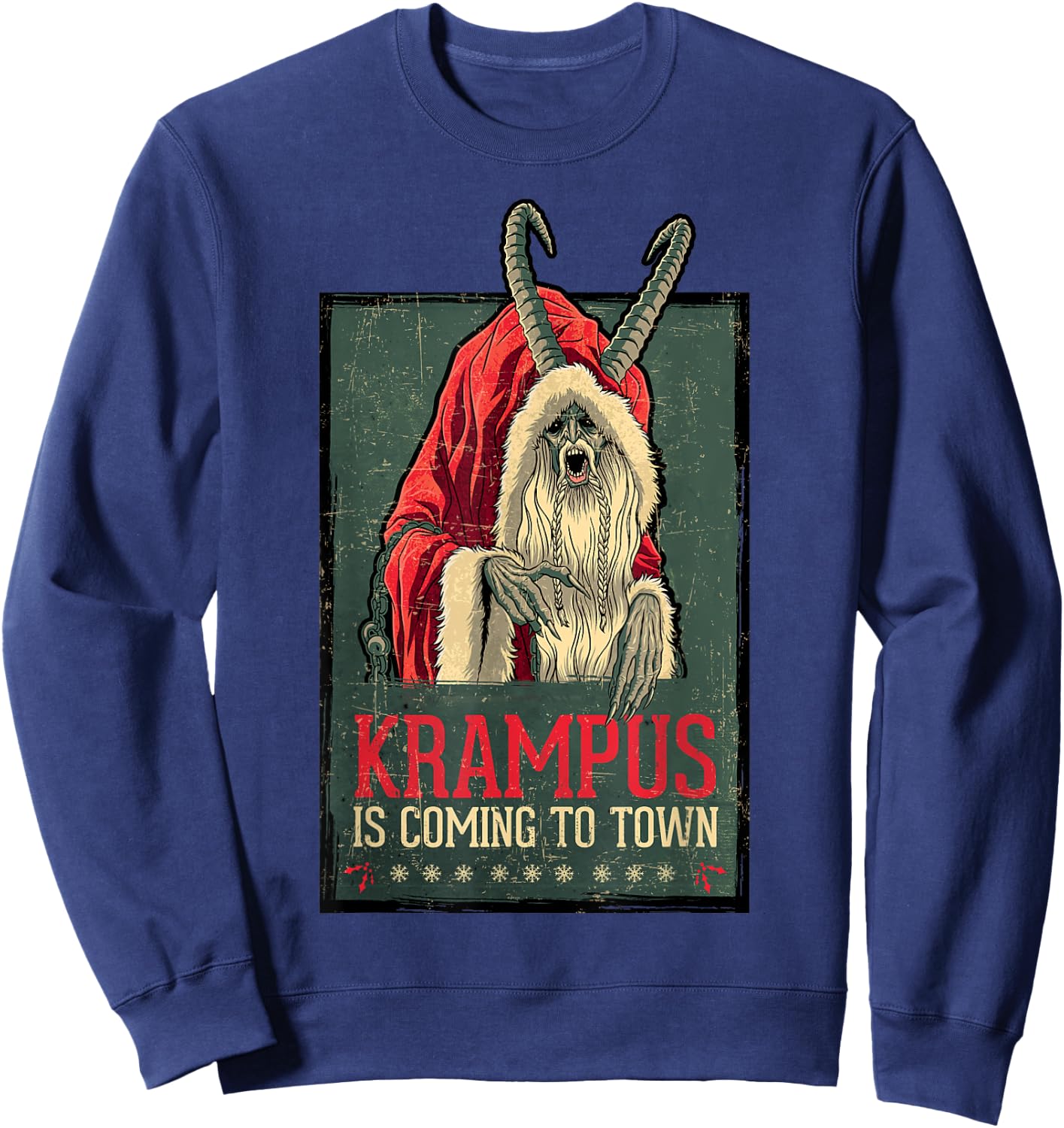 Legendary Pictures Krampus Poster Vintage Sweatshirt - Sweatshirt | Navy
