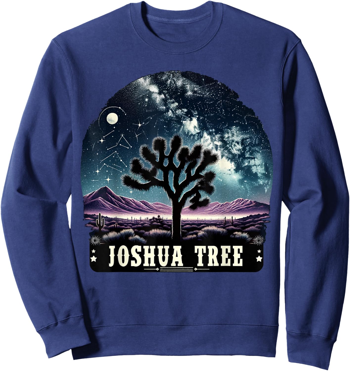 Joshua Tree National Park Night Scene Hiking Camping Outdoor Sweatshirt - Sweatshirt | Navy