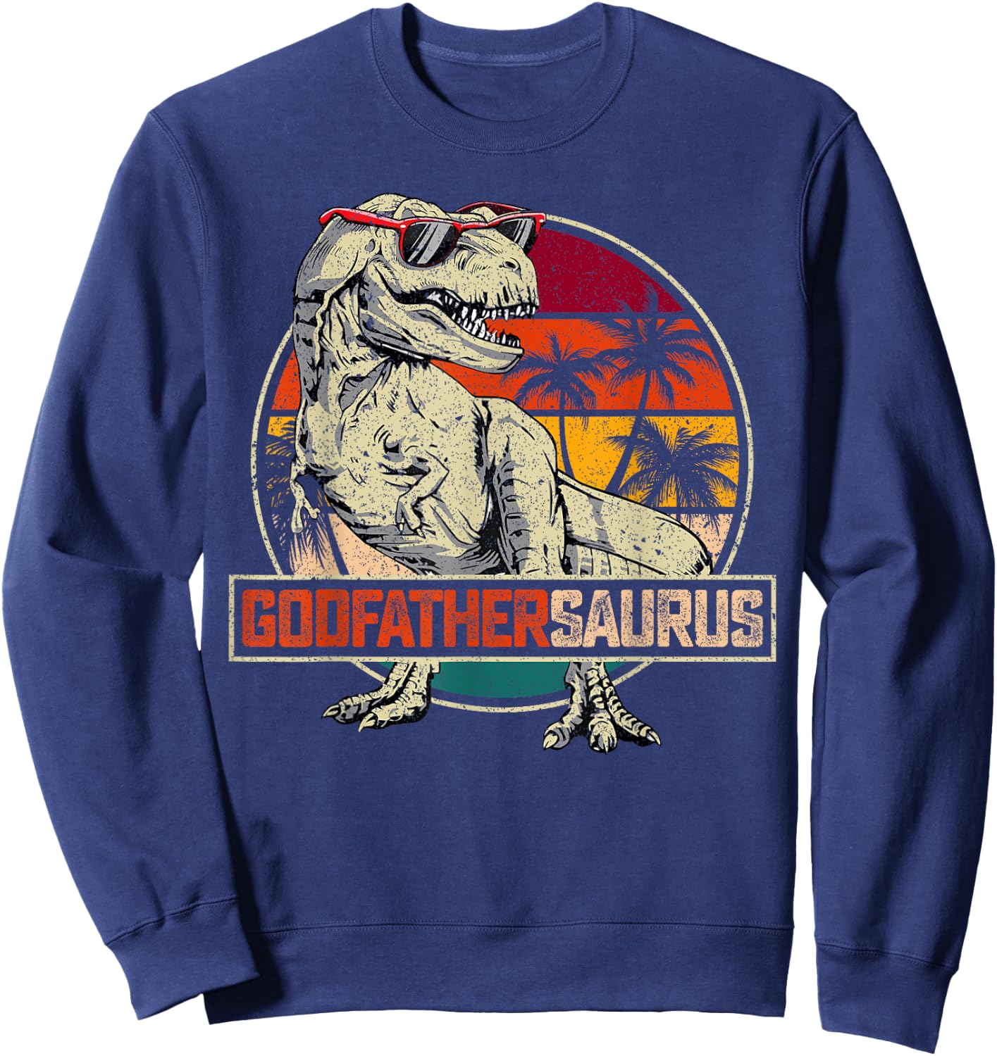 Godfathersaurus T Rex Dinosaur Godfather Saurus Family Match Sweatshirt - Sweatshirt | Navy