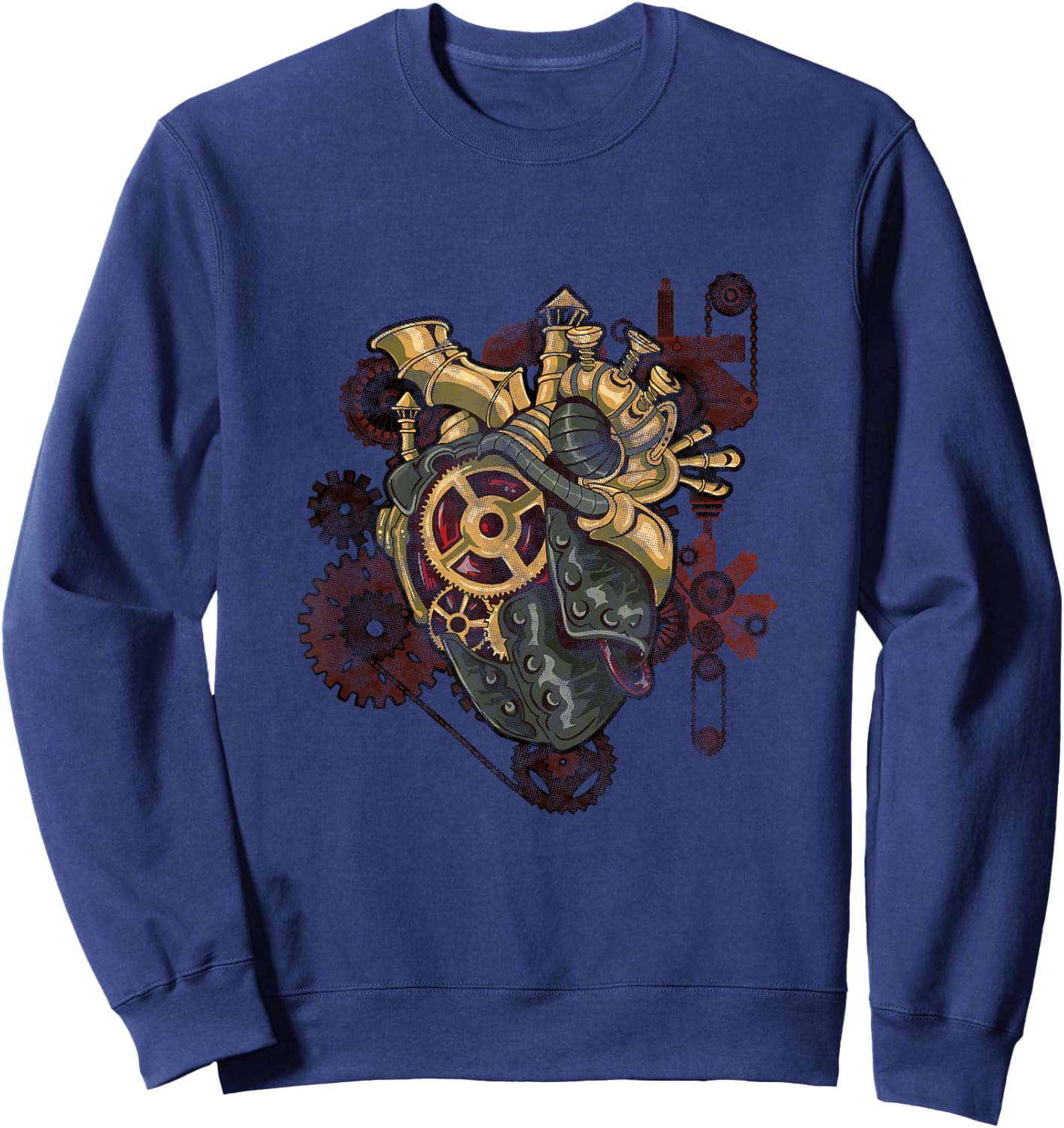 Steampunk Heart Robot Cosplay Scifi Mechanical Gears Anatomy Sweatshirt - Sweatshirt | Navy