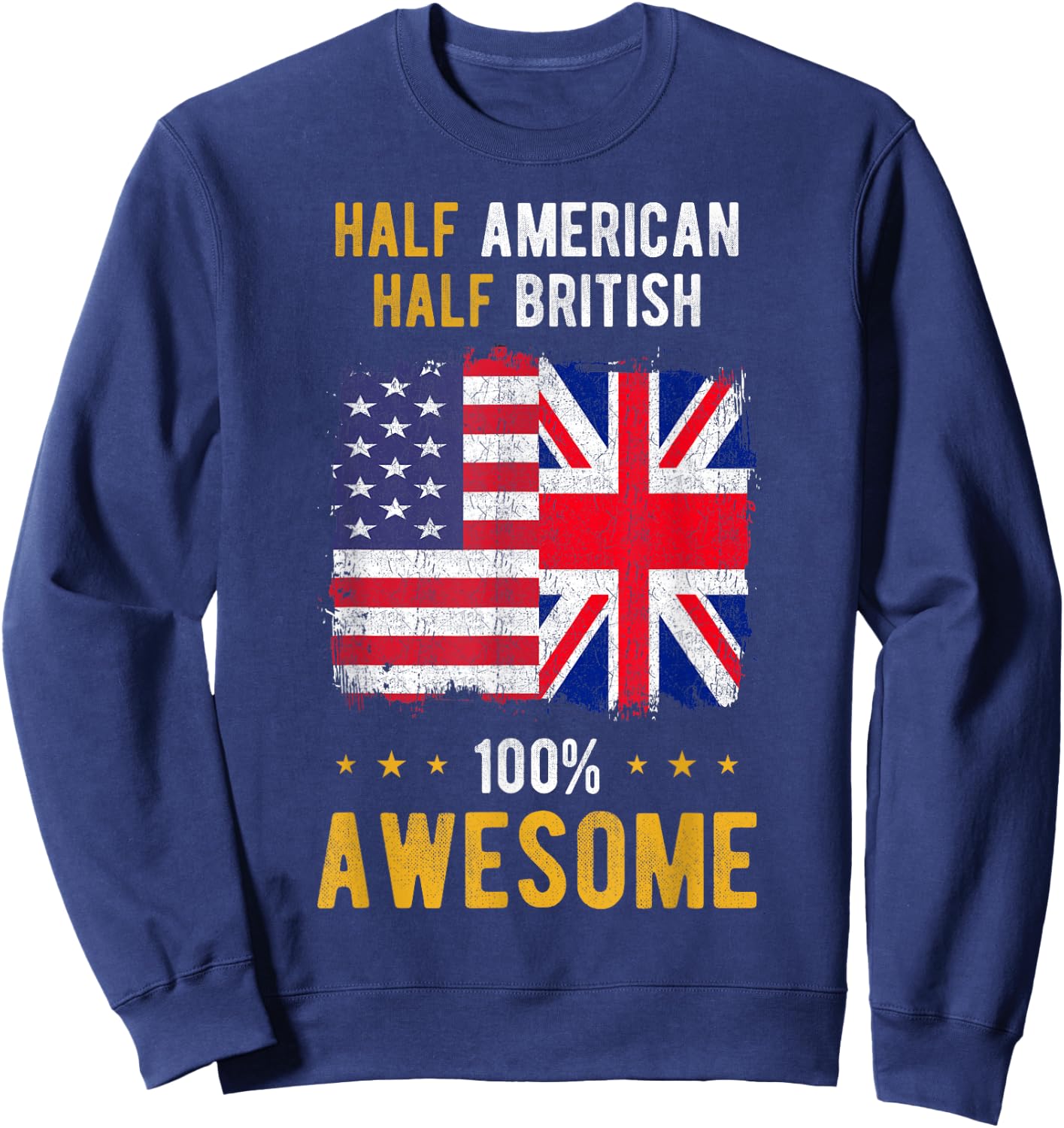 American Great Britain Flag - Half American Half British Sweatshirt - Sweatshirt | Navy