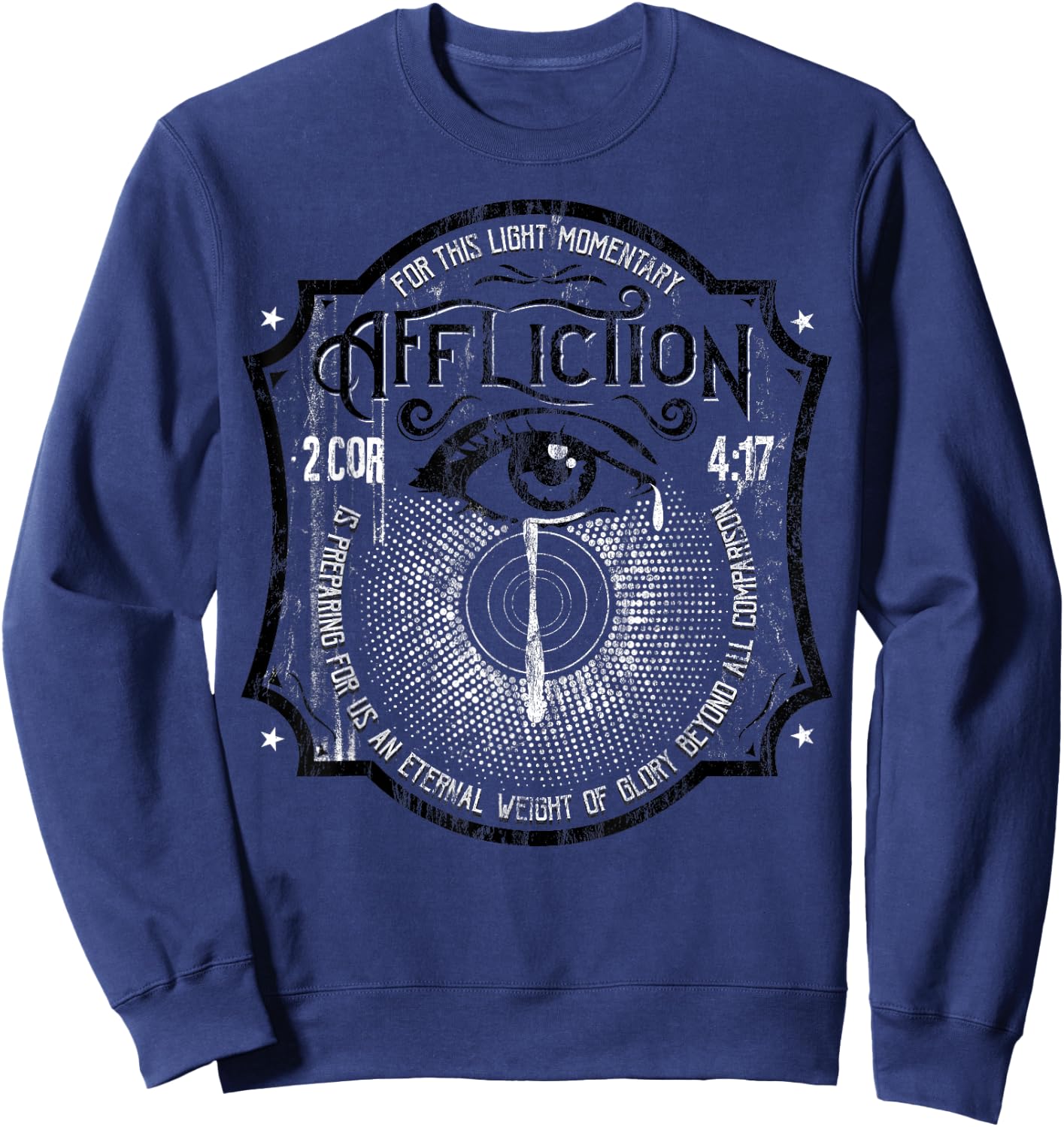 2 Corinthians 4:17 Suffering Brings Glory Christian Sweatshirt - Sweatshirt | Navy