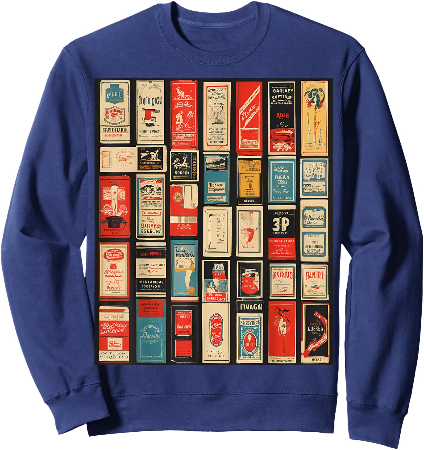 Vintage Matchbook Cover Collection Graphic Sweatshirt - Sweatshirt | Navy