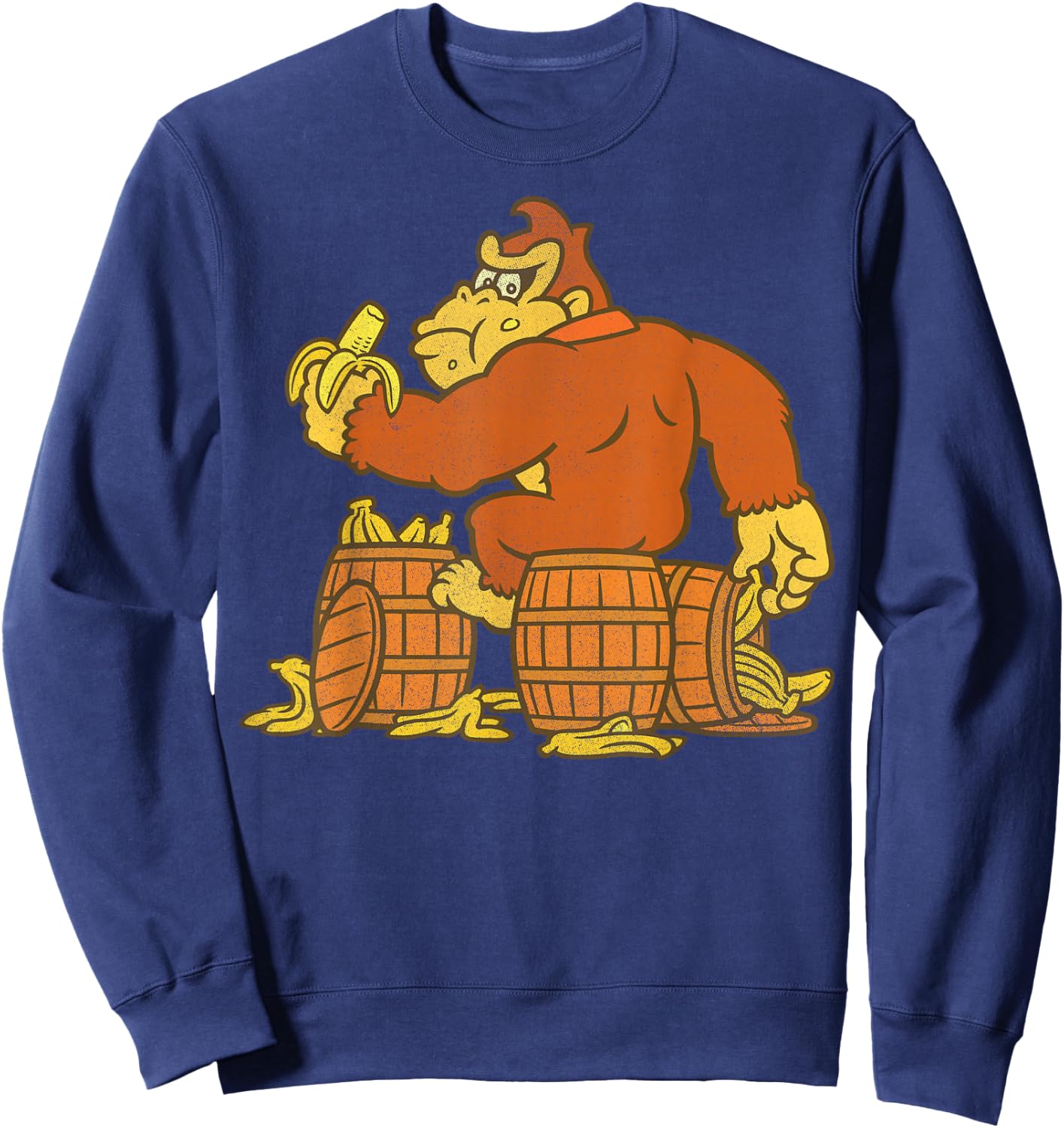 Super Mario Donkey Kong Bananas On Barrel Sweatshirt - Sweatshirt | Navy