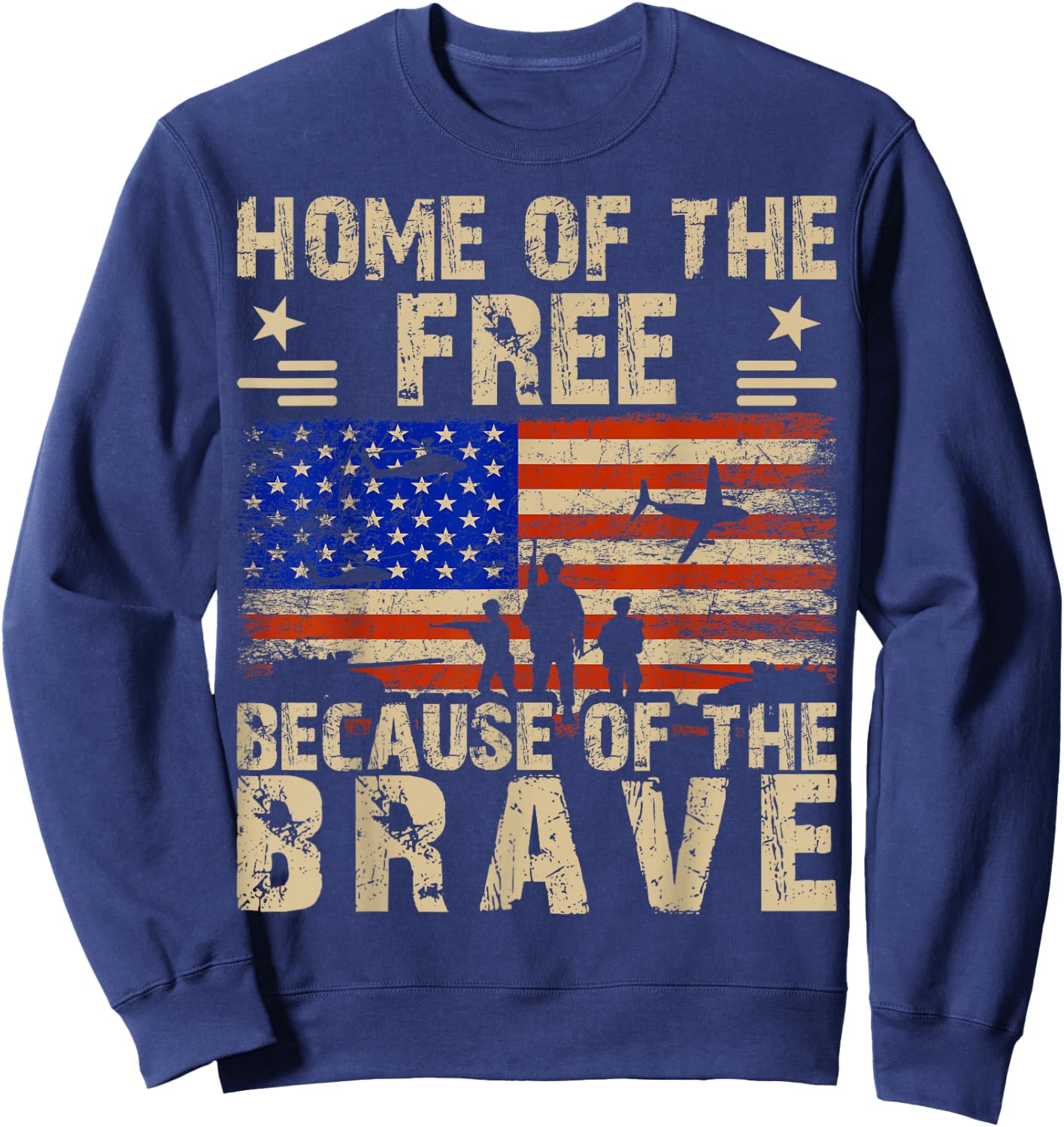 4th of July USA Flag - Home of the Free because of the Brave Sweatshirt - Sweatshirt | Navy