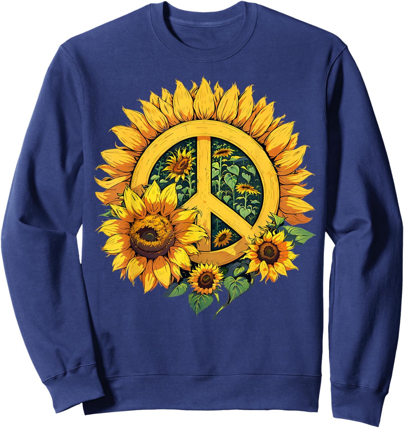 Sunflower Peace Sign Sweatshirt - Sweatshirt | Navy
