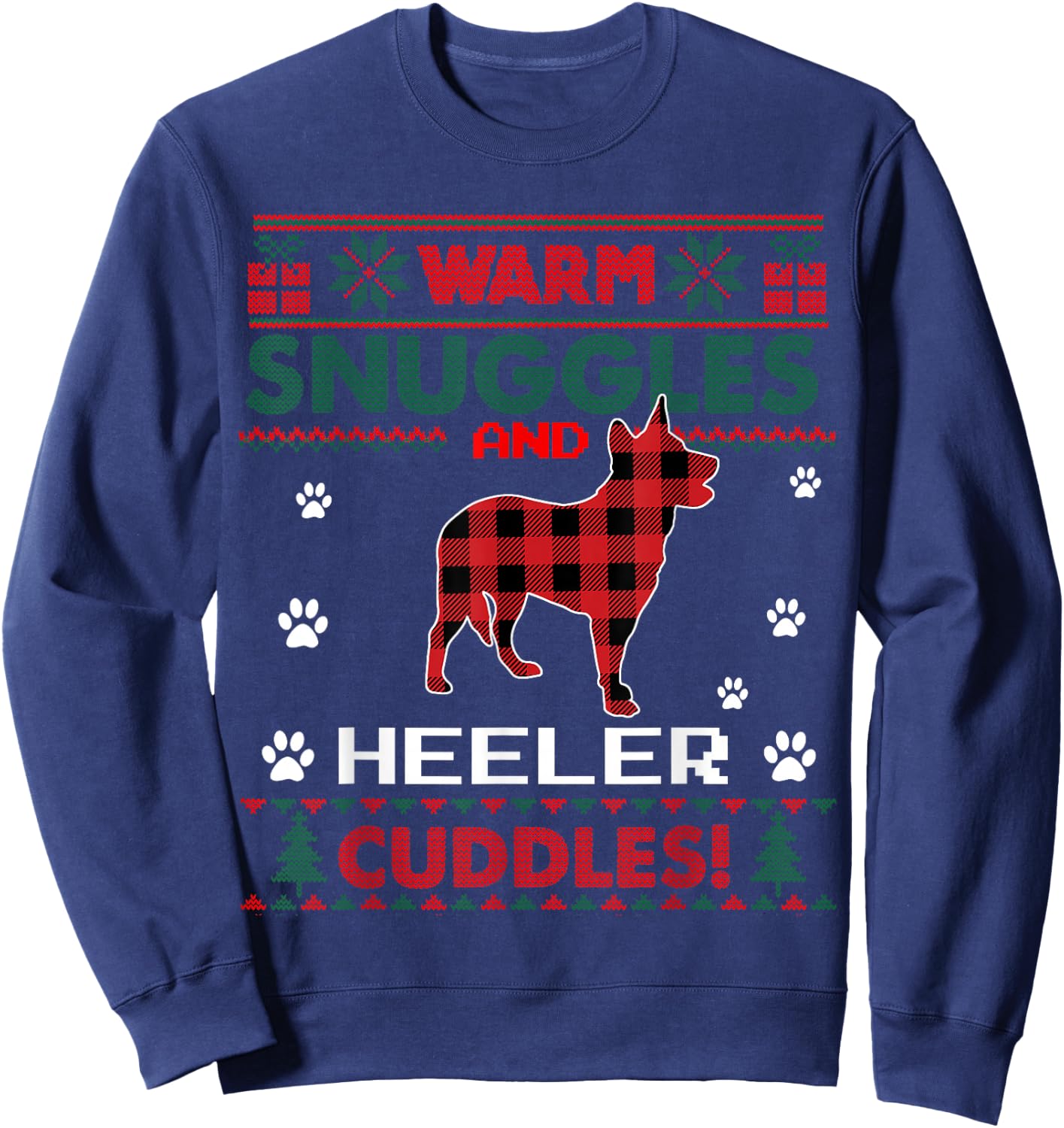 Heeler Dog Lover Christmas Pajama Shirt Xmas Ugly Christmas Sweatshirt - Sweatshirt | Navy