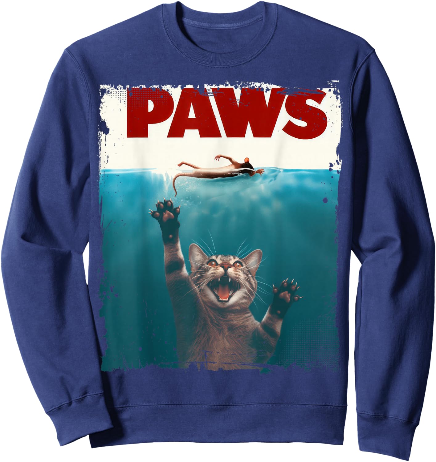 Paws Kitten Meow Parody Funny Cat Lover Gifts Cute Cat Sweatshirt - Sweatshirt | Navy