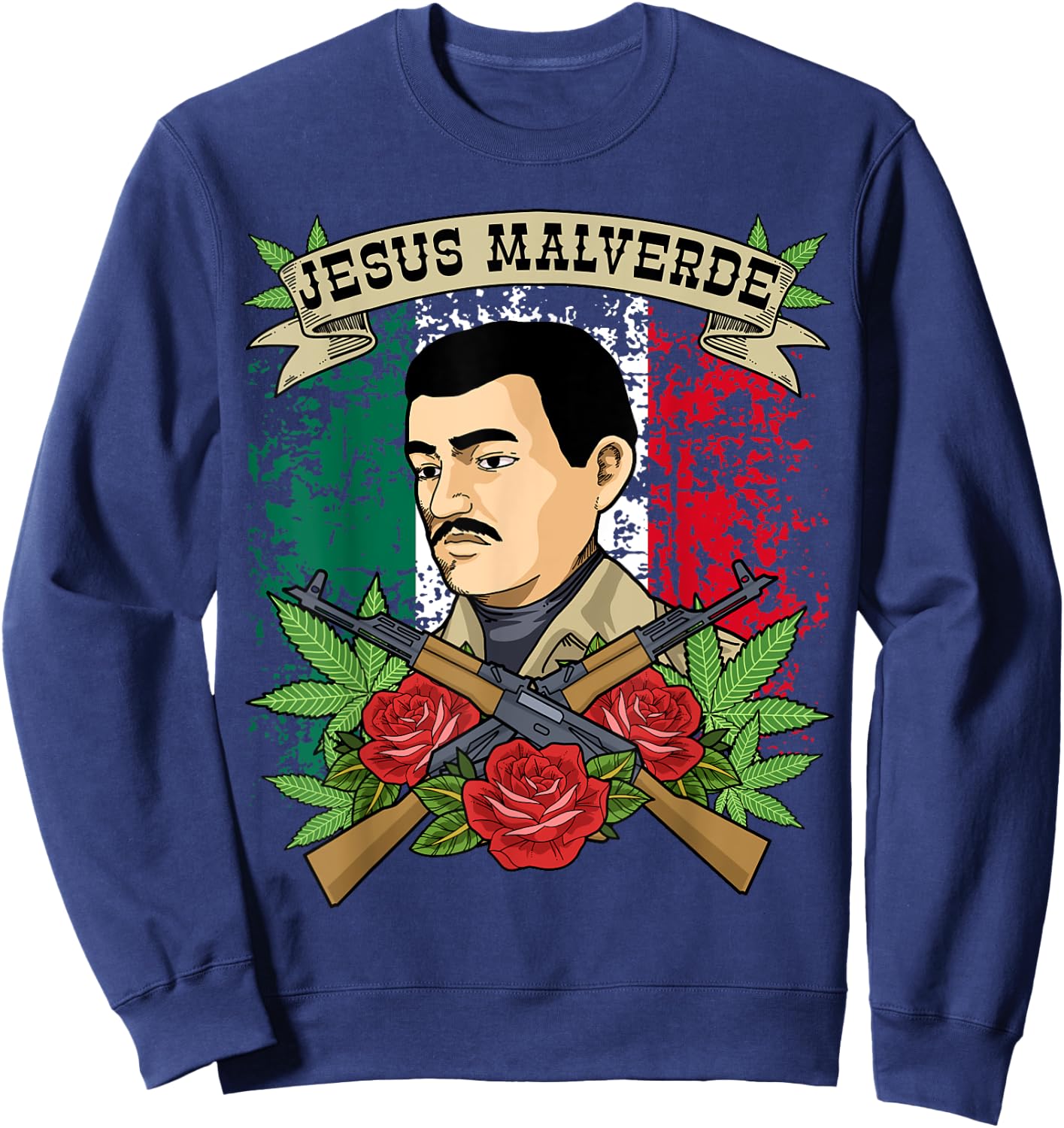 Jesus Malverde Shirt & Men Gifts Jesus Malverde Sweatshirt - Sweatshirt | Navy