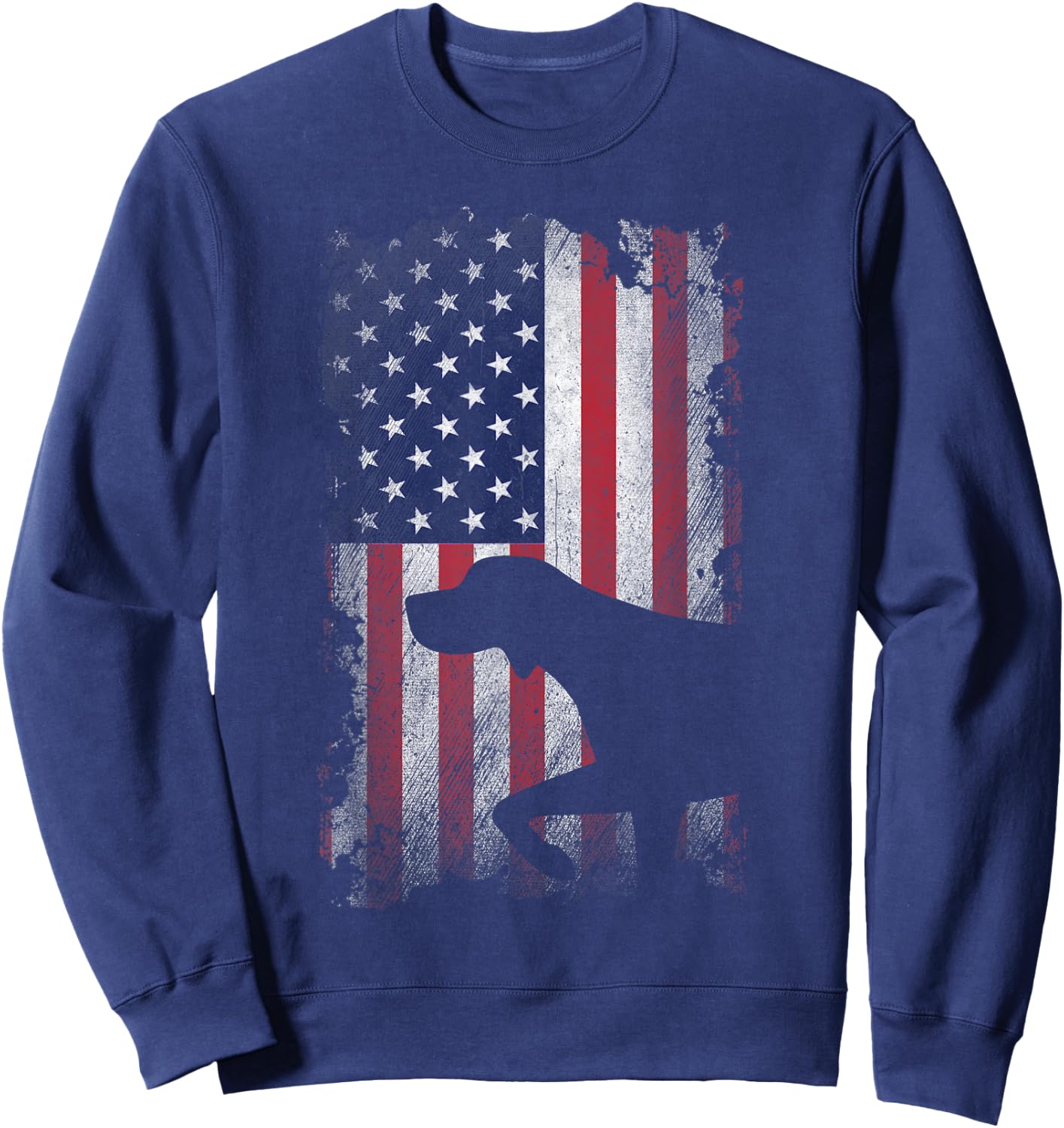 Patriotic German Shorthaired Pointer American Flag GSP Dog Sweatshirt - Sweatshirt | Navy