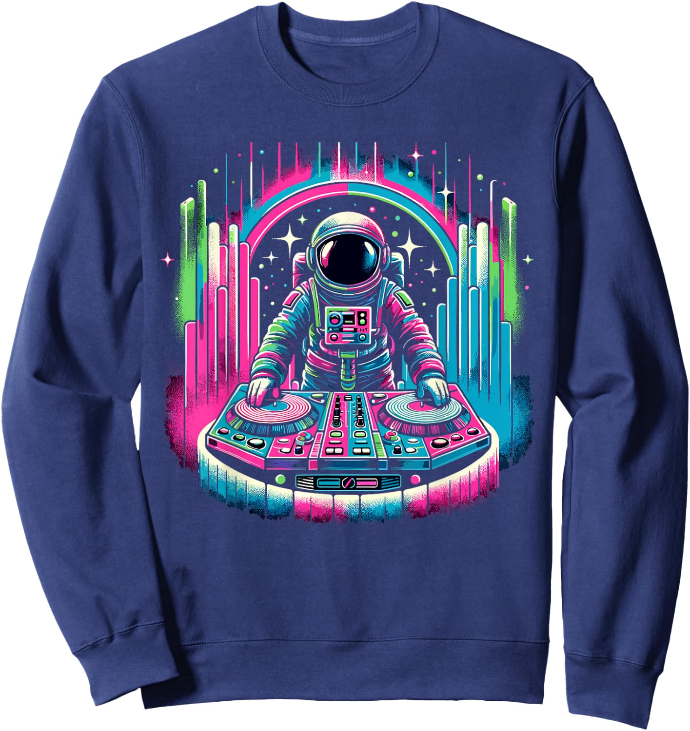 Retro Astronaut DJ Men Women Kids Funny Astronaut Sweatshirt - Sweatshirt | Navy