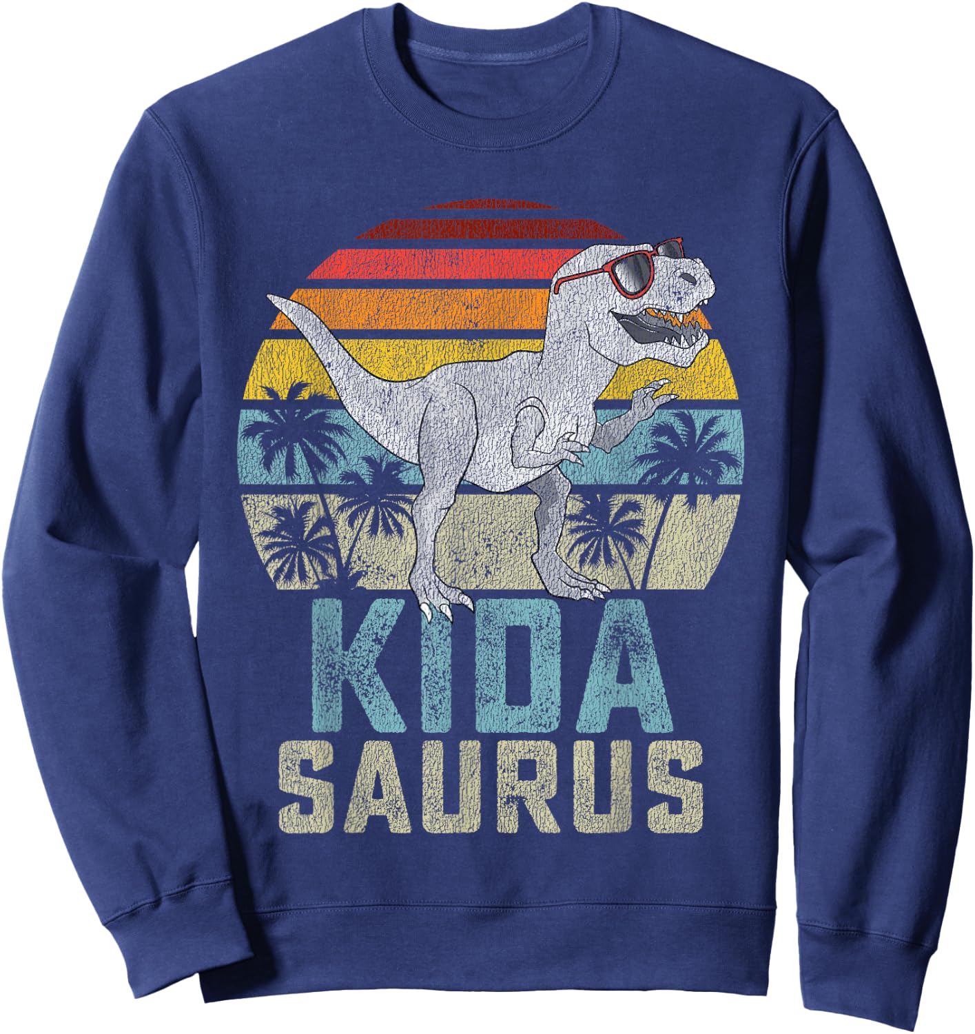Kidasaurus T Rex Dinosaur Kid Saurus Family Matching Sweatshirt - Sweatshirt | Navy