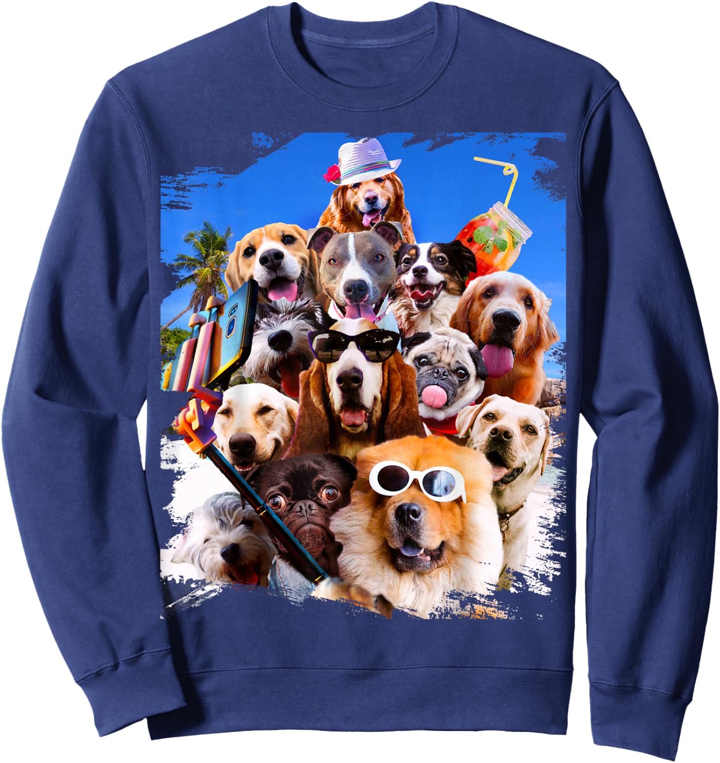 Dog Selfie with Glasses Sweatshirt - Sweatshirt | Navy