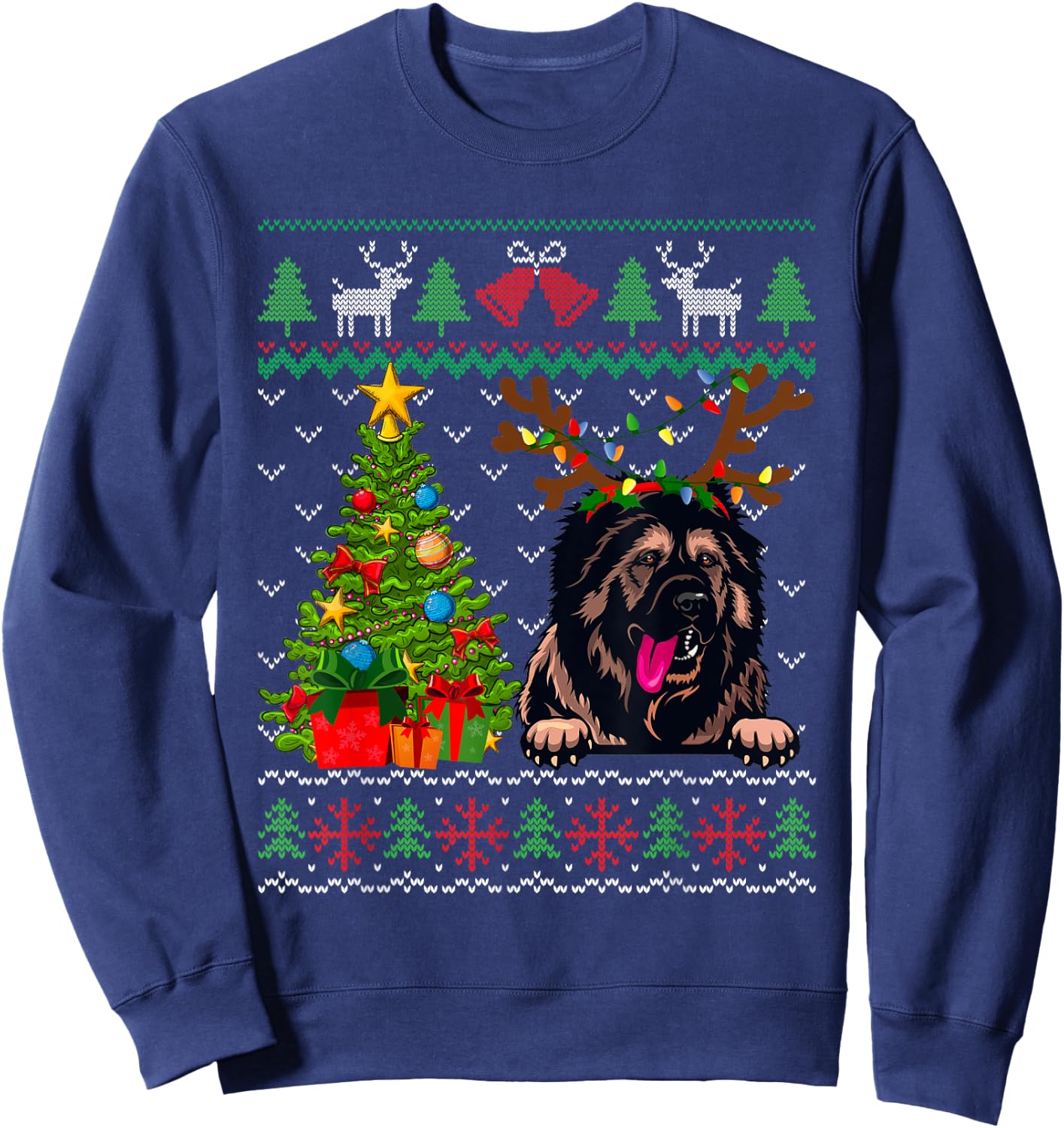 Caucasian Shepherd Dog Merry Christmas Reindeer Truck Xmas Sweatshirt - Sweatshirt | Navy