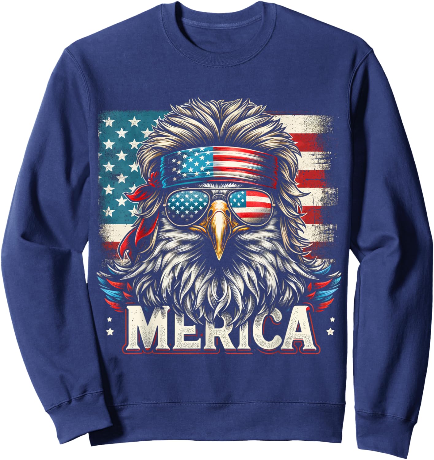 4th of July Patriotic Funny Eagle July 4th USA Merica Sweatshirt - Sweatshirt | Navy