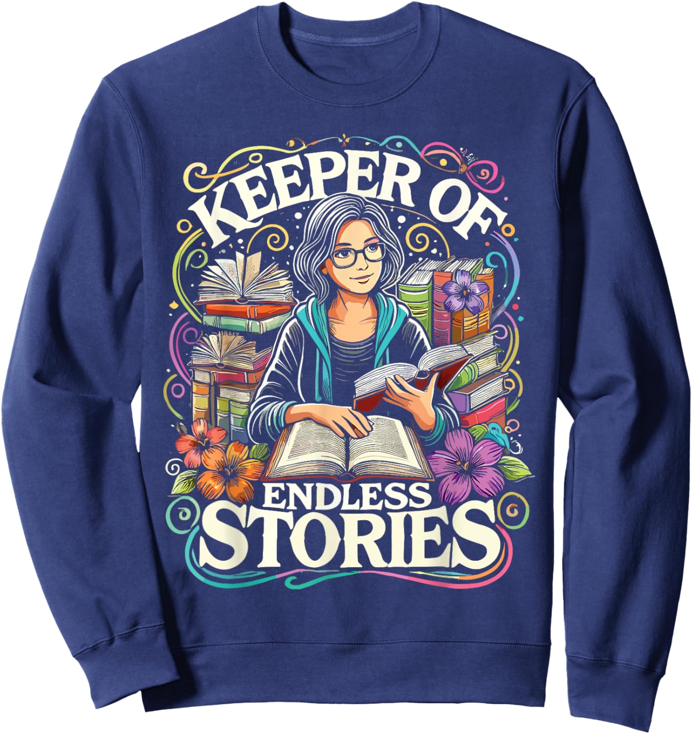 Library Keeper Of Endless Stories Librarian Sweatshirt - Sweatshirt | Navy