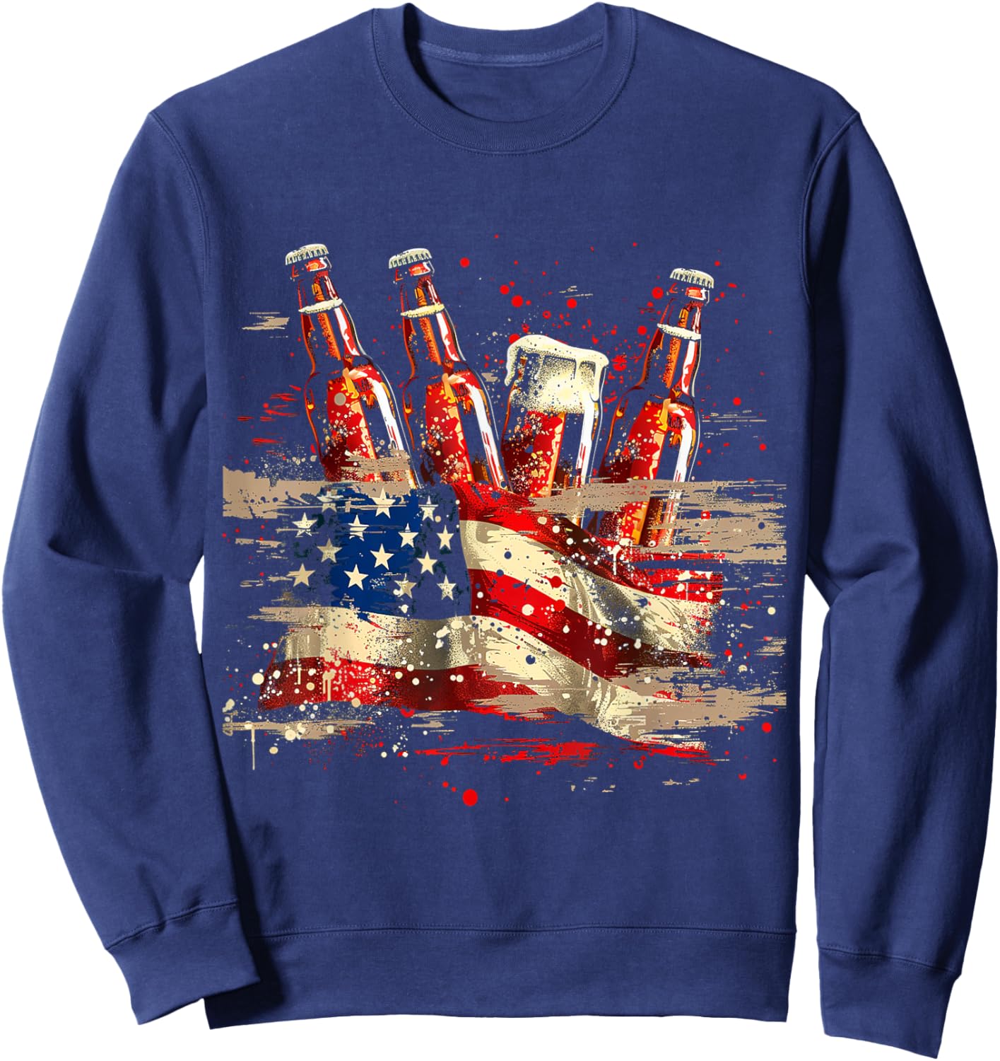 American Flag Beer Sweatshirt - Sweatshirt | Navy