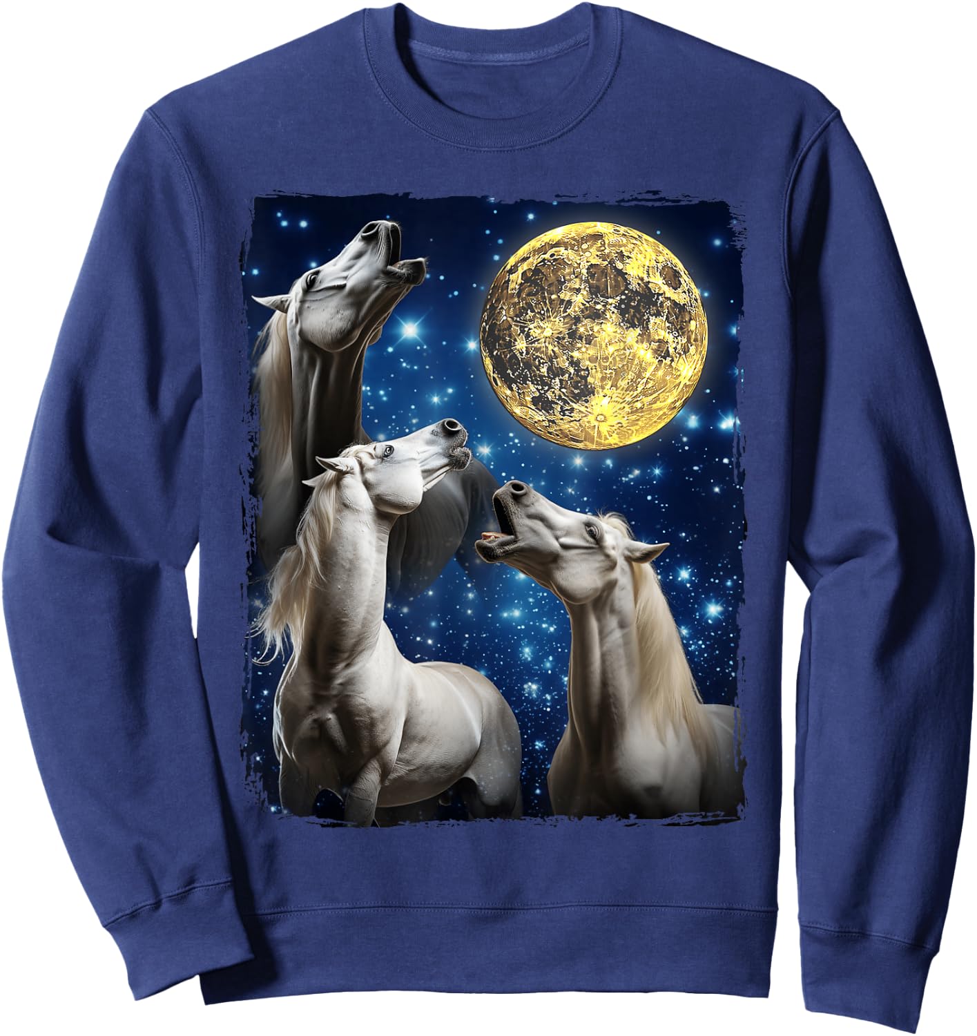 Horses Howling At The Moon Sweatshirt - Sweatshirt | Navy