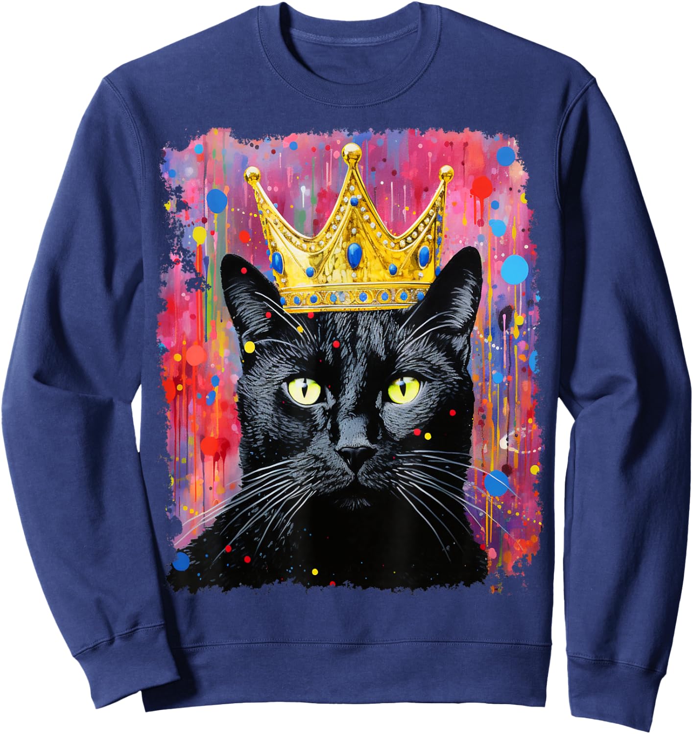 King Queen Black Cat Sweatshirt - Sweatshirt | Navy
