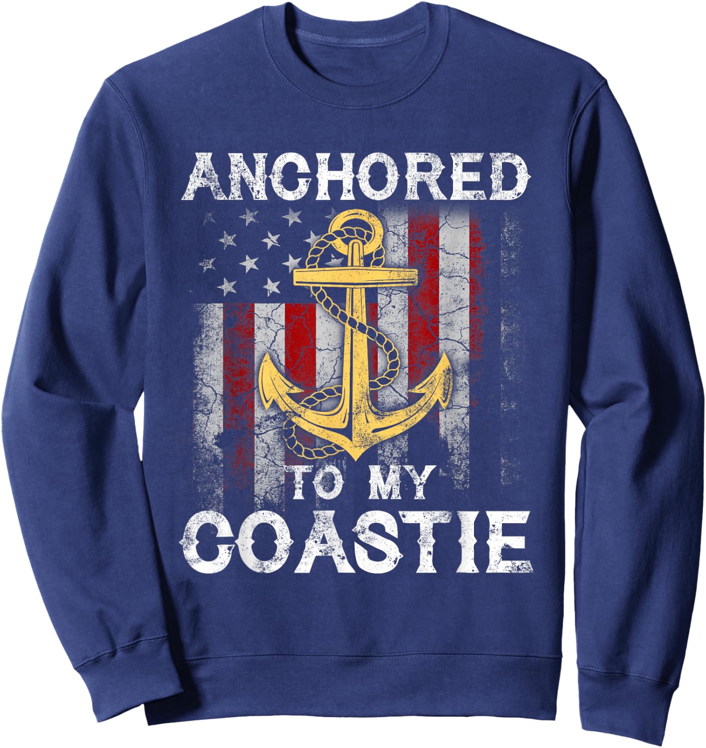 US Coast Guard Veteran Coastie Wife USCG Veteran Flag Sweatshirt - Sweatshirt | Navy