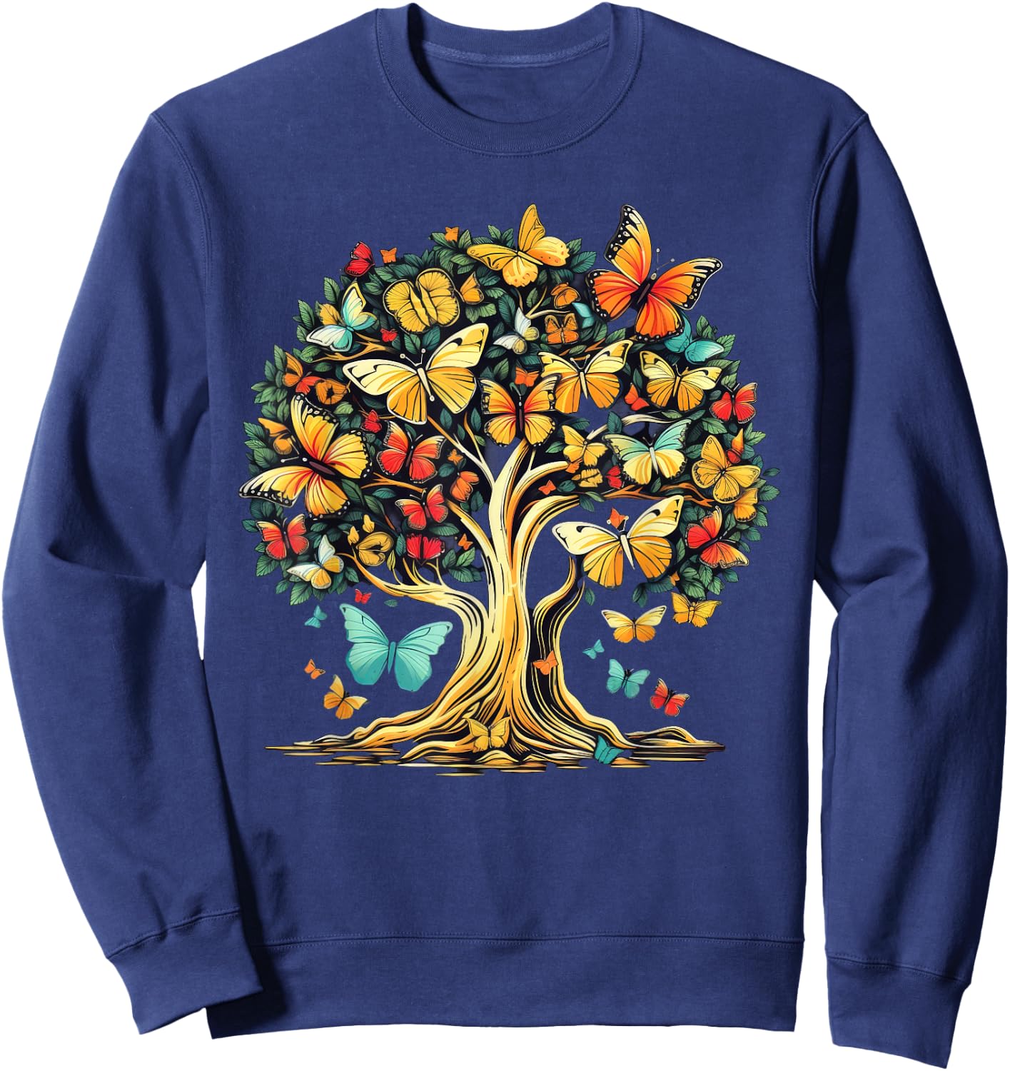 Butterfly Tree Beautiful Butterflies Nature Sweatshirt - Sweatshirt | Navy