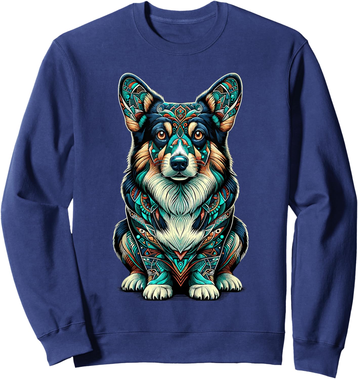 Mandala Art Pembroke Welsh Corgi Corgis Sweatshirt - Sweatshirt | Navy