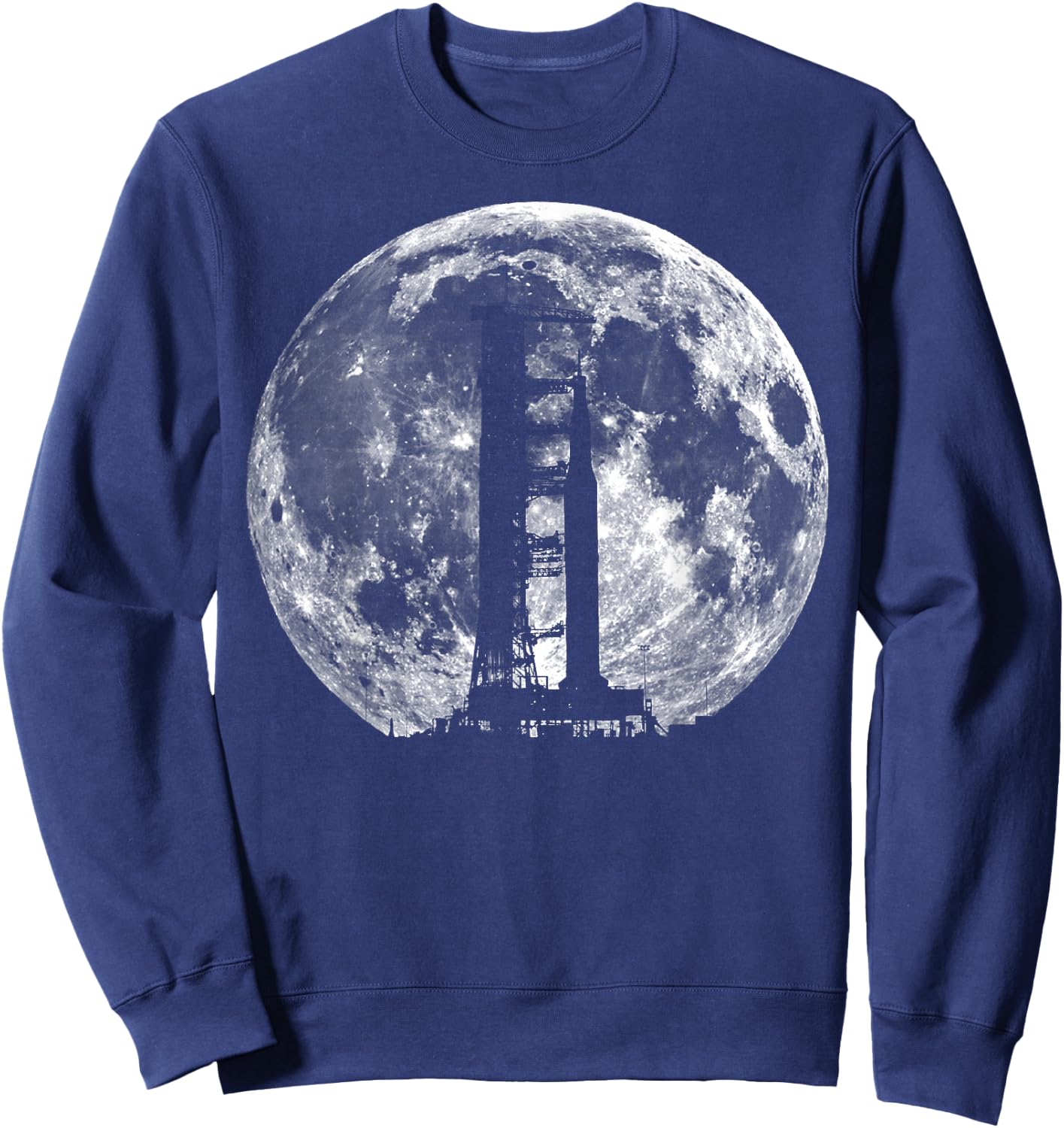 Saturn V Rocket Silhouette and Moon graphic NASA Sweatshirt - Sweatshirt | Navy