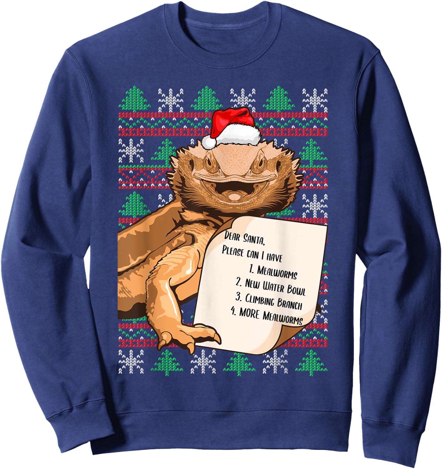 Funny Bearded Dragon Christmas Apparel Reptile Lover Lizard Sweatshirt - Sweatshirt | Navy