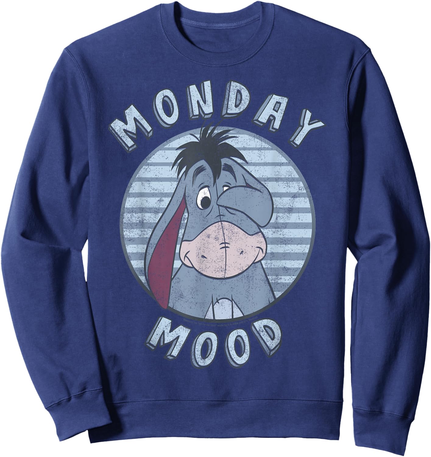 Disney Winnie The Pooh Eeyore Monday Mood Vintage Circle Sweatshirt - Sweatshirt | Navy